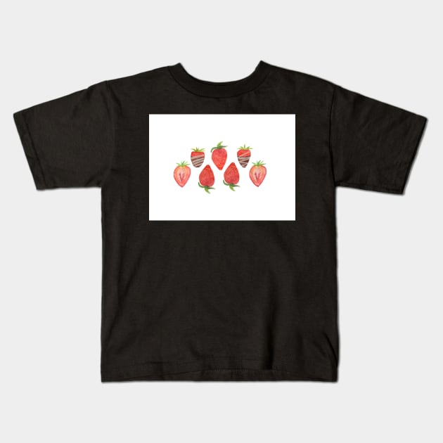 Strawberries Kids T-Shirt by troman479